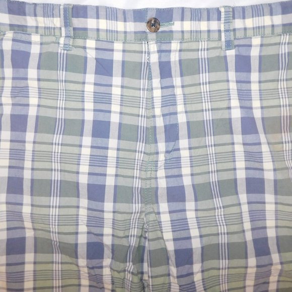 Tommy Hilfiger Mens 42 Green Blue Plaid flat Front Shorts - Picture 4 of 8